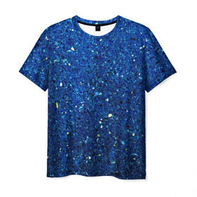 Мужская футболка 3D с принтом Blue mirror в Тюмени, 100% полиэфир | прямой крой, круглый вырез горловины, длина до линии бедер | green | абстракции | гранж | мозаика | стекло | текстуры