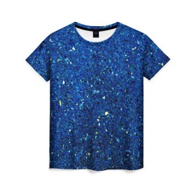 Женская футболка 3D с принтом Blue mirror в Тюмени, 100% полиэфир ( синтетическое хлопкоподобное полотно) | прямой крой, круглый вырез горловины, длина до линии бедер | green | абстракции | гранж | мозаика | стекло | текстуры
