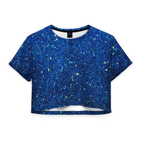 Женская футболка 3D укороченная с принтом Blue mirror в Тюмени, 100% полиэстер | круглая горловина, длина футболки до линии талии, рукава с отворотами | green | абстракции | гранж | мозаика | стекло | текстуры