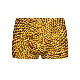 Мужские трусы 3D с принтом Плетение в Тюмени, 50% хлопок, 50% полиэстер | классическая посадка, на поясе мягкая тканевая резинка | желтый | текстуры