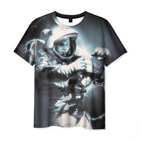 Мужская футболка 3D с принтом Гагарин 5 в Тюмени, 100% полиэфир | прямой крой, круглый вырез горловины, длина до линии бедер | 12 апреля | гагарин | день космонавтики | космонавт | космонавтика | космос | юра | юрий