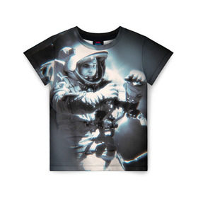 Детская футболка 3D с принтом Гагарин 5 в Тюмени, 100% гипоаллергенный полиэфир | прямой крой, круглый вырез горловины, длина до линии бедер, чуть спущенное плечо, ткань немного тянется | 12 апреля | гагарин | день космонавтики | космонавт | космонавтика | космос | юра | юрий
