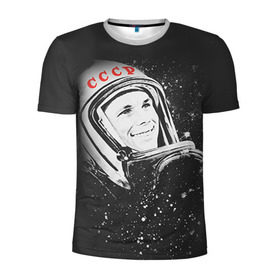 Мужская футболка 3D спортивная с принтом Гагарин 6 в Тюмени, 100% полиэстер с улучшенными характеристиками | приталенный силуэт, круглая горловина, широкие плечи, сужается к линии бедра | 12 апреля | гагарин | день космонавтики | космонавт | космонавтика | космос | юра | юрий