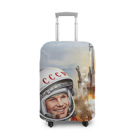 Чехол для чемодана 3D с принтом Гагарин 8 в Тюмени, 86% полиэфир, 14% спандекс | двустороннее нанесение принта, прорези для ручек и колес | 12 апреля | гагарин | день космонавтики | космонавт | космонавтика | космос | юра | юрий