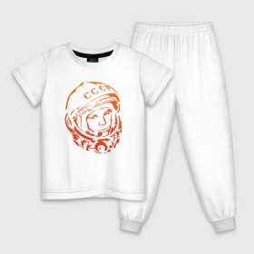 Детская пижама хлопок с принтом Гагарин 10 в Тюмени, 100% хлопок |  брюки и футболка прямого кроя, без карманов, на брюках мягкая резинка на поясе и по низу штанин
 | 12 апреля | гагарин | день космонавтики | космонавт | космонавтика | космос | юра | юрий