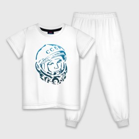 Детская пижама хлопок с принтом Гагарин 11 в Тюмени, 100% хлопок |  брюки и футболка прямого кроя, без карманов, на брюках мягкая резинка на поясе и по низу штанин
 | 12 апреля | гагарин | день космонавтики | космонавт | космонавтика | космос | юра | юрий