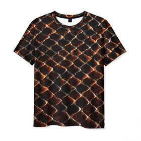 Мужская футболка 3D с принтом Змеиная кожа в Тюмени, 100% полиэфир | прямой крой, круглый вырез горловины, длина до линии бедер | Тематика изображения на принте: змеиная | змея | кожа