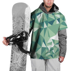 Накидка на куртку 3D с принтом Зеленые полигоны в Тюмени, 100% полиэстер |  | линии | полигоны | ромбы | текстуры
