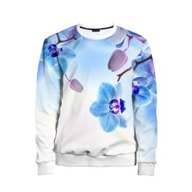 Детский свитшот 3D с принтом Голубая орхидея в Тюмени, 100% полиэстер | свободная посадка, прямой крой, мягкая тканевая резинка на рукавах и понизу свитшота | голубая орхидея | красота | орхидеи | природа | цветок | цветочек | цветы