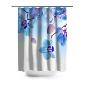 Штора 3D для ванной с принтом Голубая орхидея в Тюмени, 100% полиэстер | плотность материала — 100 г/м2. Стандартный размер — 146 см х 180 см. По верхнему краю — пластиковые люверсы для креплений. В комплекте 10 пластиковых колец | голубая орхидея | красота | орхидеи | природа | цветок | цветочек | цветы