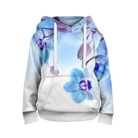 Детская толстовка 3D с принтом Голубая орхидея в Тюмени, 100% полиэстер | двухслойный капюшон со шнурком для регулировки, мягкие манжеты на рукавах и по низу толстовки, спереди карман-кенгуру с мягким внутренним слоем | Тематика изображения на принте: голубая орхидея | красота | орхидеи | природа | цветок | цветочек | цветы