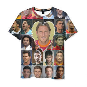 Мужская футболка 3D с принтом Франческо Тотти - лучший в Тюмени, 100% полиэфир | прямой крой, круглый вырез горловины, длина до линии бедер | francesco totti | лучший футболист | любимый игрок | сердце | франческо тотти | футбол | я люблю