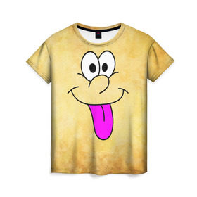 Женская футболка 3D с принтом Балдею от всего в Тюмени, 100% полиэфир ( синтетическое хлопкоподобное полотно) | прямой крой, круглый вырез горловины, длина до линии бедер | балдею от всего | веселье | мордочка | позитив | прикол | рожица | смайл | смех | улыбка | умора | хорошее настроение | юмор | язык