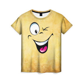 Женская футболка 3D с принтом Неисчерпаемый позитив в Тюмени, 100% полиэфир ( синтетическое хлопкоподобное полотно) | прямой крой, круглый вырез горловины, длина до линии бедер | веселье | мордочка | неисчерпаемый позитив | позитив | прикол | рожица | смайл | смех | улыбка | умора | хорошее настроение | юмор