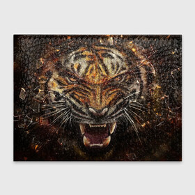 Обложка для студенческого билета с принтом Тигр в Тюмени, натуральная кожа | Размер: 11*8 см; Печать на всей внешней стороне | животные