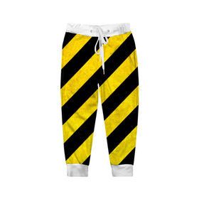 Детские брюки 3D с принтом Полоски в Тюмени, 100% полиэстер | манжеты по низу, эластичный пояс регулируется шнурком, по бокам два кармана без застежек, внутренняя часть кармана из мелкой сетки | абстракция | желтый | линии | полоски | черный