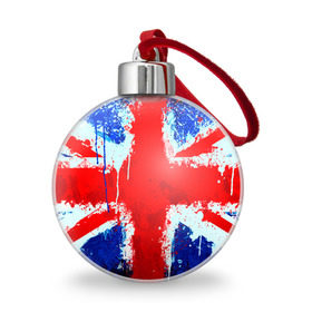 Ёлочный шар с принтом Англия в Тюмени, Пластик | Диаметр: 77 мм | англия | краска | модные | популярные | прикольные | стена | флаг