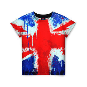 Детская футболка 3D с принтом Англия в Тюмени, 100% гипоаллергенный полиэфир | прямой крой, круглый вырез горловины, длина до линии бедер, чуть спущенное плечо, ткань немного тянется | англия | краска | модные | популярные | прикольные | стена | флаг