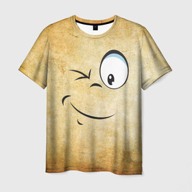 Мужская футболка 3D с принтом Смайл подмигивает (2) в Тюмени, 100% полиэфир | прямой крой, круглый вырез горловины, длина до линии бедер | веселье | мимика | мордочка | позитив | прикол | рожица | смайл | смайл подмигивает | смех | улыбка | умора | хорошее настроение | юмор