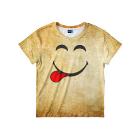 Детская футболка 3D с принтом Мы на позитиве (L) в Тюмени, 100% гипоаллергенный полиэфир | прямой крой, круглый вырез горловины, длина до линии бедер, чуть спущенное плечо, ткань немного тянется | парная | позитив | рожица | смайл | улыбка | язык