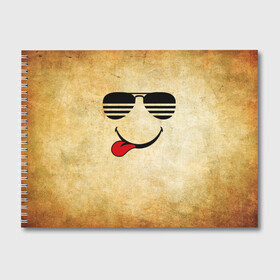 Альбом для рисования с принтом Смайл в очках (R) в Тюмени, 100% бумага
 | матовая бумага, плотность 200 мг. | Тематика изображения на принте: веселье | мордочка | очки | парная | позитив | прикол | рожица | смайл | смайл в очках | смех | улыбка | умора | хорошее настроение | юмор | язык