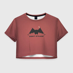 Женская футболка 3D укороченная с принтом Night Stalker в Тюмени, 100% полиэстер | круглая горловина, длина футболки до линии талии, рукава с отворотами | dota | dota 2 | night stalker | дота | дотан | раки