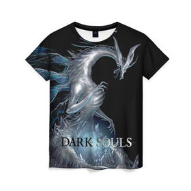 Женская футболка 3D с принтом Dark Souls 2 в Тюмени, 100% полиэфир ( синтетическое хлопкоподобное полотно) | прямой крой, круглый вырез горловины, длина до линии бедер | dark souls | praise the sun | you died | дарк соулс | темные души