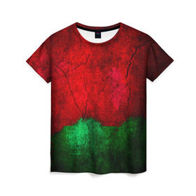 Женская футболка 3D с принтом Grunge color в Тюмени, 100% полиэфир ( синтетическое хлопкоподобное полотно) | прямой крой, круглый вырез горловины, длина до линии бедер | гранж | краска | стена | цветные