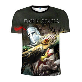 Мужская футболка 3D спортивная с принтом Dark Souls 5 в Тюмени, 100% полиэстер с улучшенными характеристиками | приталенный силуэт, круглая горловина, широкие плечи, сужается к линии бедра | dark souls | praise the sun | you died | дарк соулс