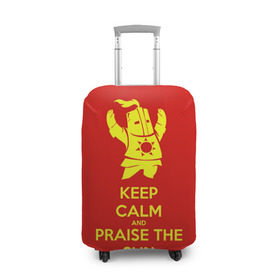 Чехол для чемодана 3D с принтом Keep calm and praise the sun в Тюмени, 86% полиэфир, 14% спандекс | двустороннее нанесение принта, прорези для ручек и колес | dark souls