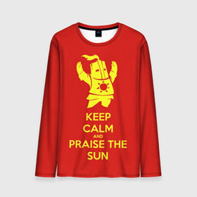Мужской лонгслив 3D с принтом Keep calm and praise the sun в Тюмени, 100% полиэстер | длинные рукава, круглый вырез горловины, полуприлегающий силуэт | dark souls