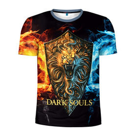 Мужская футболка 3D спортивная с принтом Dark Souls 11 в Тюмени, 100% полиэстер с улучшенными характеристиками | приталенный силуэт, круглая горловина, широкие плечи, сужается к линии бедра | dark souls | praise the sun | you died | дарк соулс