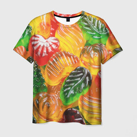 Мужская футболка 3D с принтом Желе в Тюмени, 100% полиэфир | прямой крой, круглый вырез горловины, длина до линии бедер | candy | еда | конфеты | мармелад | сладкое