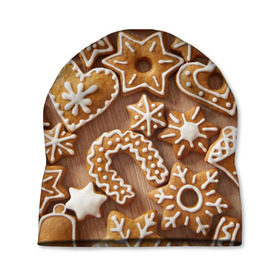 Шапка 3D с принтом печенье в Тюмени, 100% полиэстер | универсальный размер, печать по всей поверхности изделия | christmas | cookies | decoration | merry | xmas | выпечка | глазурь | новый год | рождество | сладко