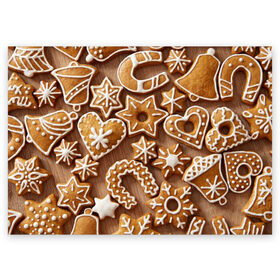 Поздравительная открытка с принтом печенье в Тюмени, 100% бумага | плотность бумаги 280 г/м2, матовая, на обратной стороне линовка и место для марки
 | christmas | cookies | decoration | merry | xmas | выпечка | глазурь | новый год | рождество | сладко