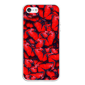 Чехол силиконовый для Телефон Apple iPhone 5/5S с принтом Бабочки в Тюмени, Силикон | Область печати: задняя сторона чехла, без боковых панелей | красная