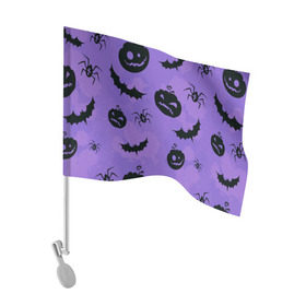 Флаг для автомобиля с принтом Хэллоуин в Тюмени, 100% полиэстер | Размер: 30*21 см | halloween | ведьма | тыква | хэллоуин