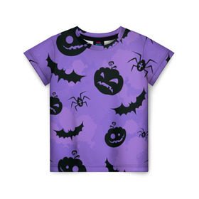 Детская футболка 3D с принтом Хэллоуин в Тюмени, 100% гипоаллергенный полиэфир | прямой крой, круглый вырез горловины, длина до линии бедер, чуть спущенное плечо, ткань немного тянется | halloween | ведьма | тыква | хэллоуин