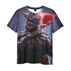 Мужская футболка 3D с принтом Злобный клоун в Тюмени, 100% полиэфир | прямой крой, круглый вырез горловины, длина до линии бедер | Тематика изображения на принте: зло | клоун | красная | кровь | ужас