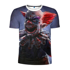 Мужская футболка 3D спортивная с принтом Злобный клоун в Тюмени, 100% полиэстер с улучшенными характеристиками | приталенный силуэт, круглая горловина, широкие плечи, сужается к линии бедра | зло | клоун | красная | кровь | ужас