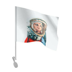 Флаг для автомобиля с принтом Гагарин в Тюмени, 100% полиэстер | Размер: 30*21 см | space | гагарин | космос | россия
