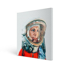 Холст квадратный с принтом Гагарин в Тюмени, 100% ПВХ |  | Тематика изображения на принте: space | гагарин | космос | россия