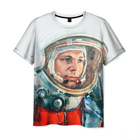 Мужская футболка 3D с принтом Гагарин в Тюмени, 100% полиэфир | прямой крой, круглый вырез горловины, длина до линии бедер | space | гагарин | космос | россия