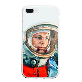 Чехол для iPhone 7Plus/8 Plus матовый с принтом Гагарин в Тюмени, Силикон | Область печати: задняя сторона чехла, без боковых панелей | space | гагарин | космос | россия