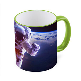 Кружка 3D с принтом Космонавт в Тюмени, керамика | ёмкость 330 мл | Тематика изображения на принте: галактика | звезды | земля | космонавт | космос