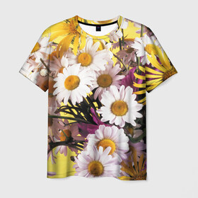 Мужская футболка 3D с принтом Полевые цветы 4 в Тюмени, 100% полиэфир | прямой крой, круглый вырез горловины, длина до линии бедер | поле | полевые цветы | цветы