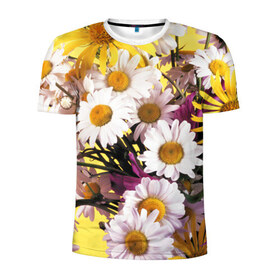 Мужская футболка 3D спортивная с принтом Полевые цветы 4 в Тюмени, 100% полиэстер с улучшенными характеристиками | приталенный силуэт, круглая горловина, широкие плечи, сужается к линии бедра | поле | полевые цветы | цветы