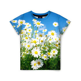 Детская футболка 3D с принтом Полевые цветы 7 в Тюмени, 100% гипоаллергенный полиэфир | прямой крой, круглый вырез горловины, длина до линии бедер, чуть спущенное плечо, ткань немного тянется | Тематика изображения на принте: поле | полевые цветы | цветы