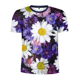 Мужская футболка 3D спортивная с принтом Полевые цветы 8 в Тюмени, 100% полиэстер с улучшенными характеристиками | приталенный силуэт, круглая горловина, широкие плечи, сужается к линии бедра | поле | полевые цветы | цветы