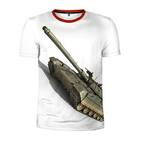 Мужская футболка 3D спортивная с принтом Армата 2 в Тюмени, 100% полиэстер с улучшенными характеристиками | приталенный силуэт, круглая горловина, широкие плечи, сужается к линии бедра | Тематика изображения на принте: 9 мая | armata | армата | военная техника | танк | техника